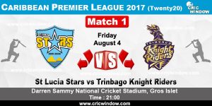 St Lucia Stars  VS Trinbago Knight Riders  05 08 17  5:00AM