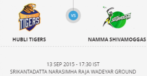 Hubli Tigers VS Namma Shivamogga 08 09 17 07:30PM