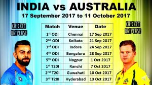 Australia tour of India 3odi Sep 24 2017 01:00pm